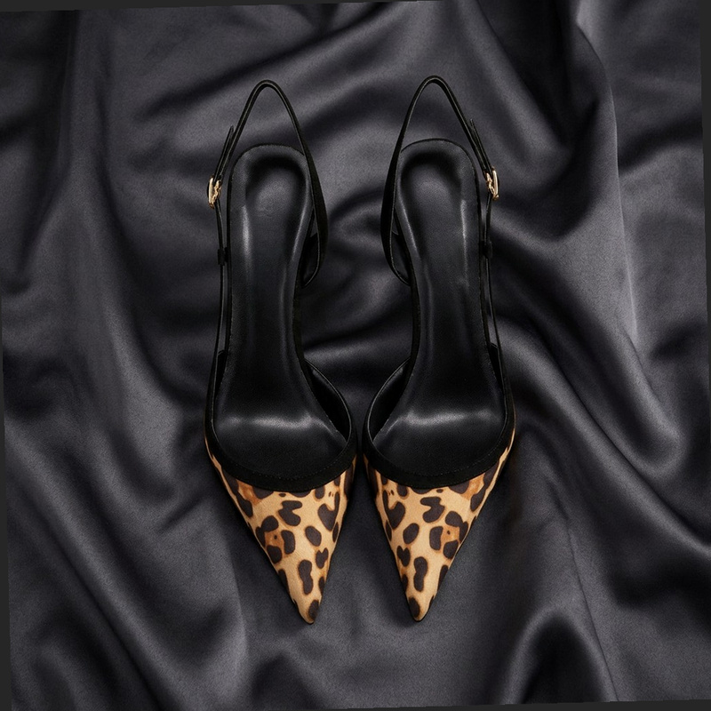 Street Fashion Styles - Yuejinlong #YJ26-802, Black Suede Leopard-Print Ankle-Strap