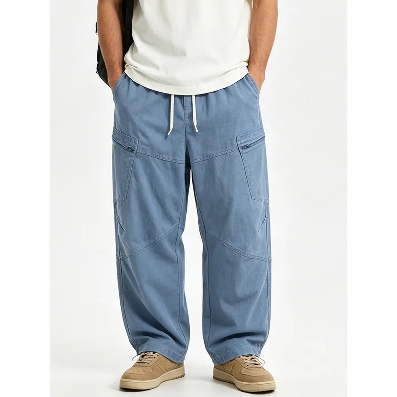 Cargo Pant Wide - Men Japanese Streetwear Fashion Vintage Washed