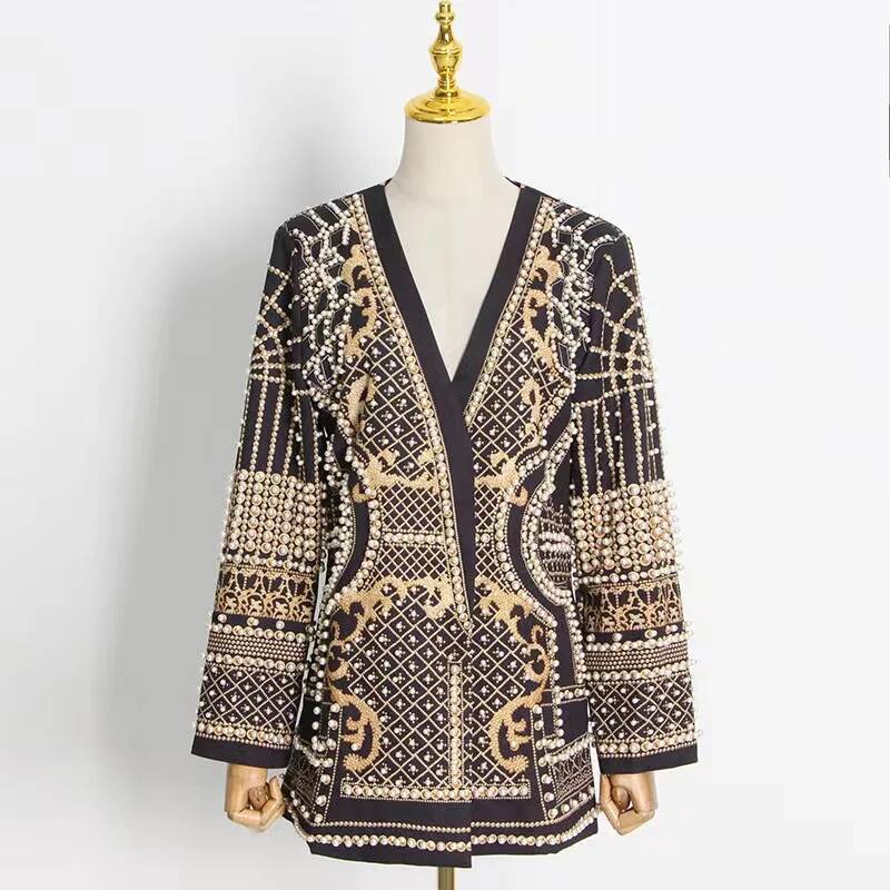 Fashion Beading V Neck Blazers - огляд і ціна Street Fashion Taiwan
