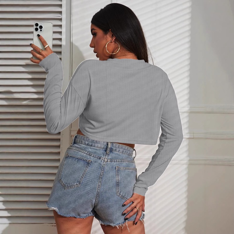 Women Crop Top T-Shirts Solid  - огляд і ціна Fashion Street Yoga
