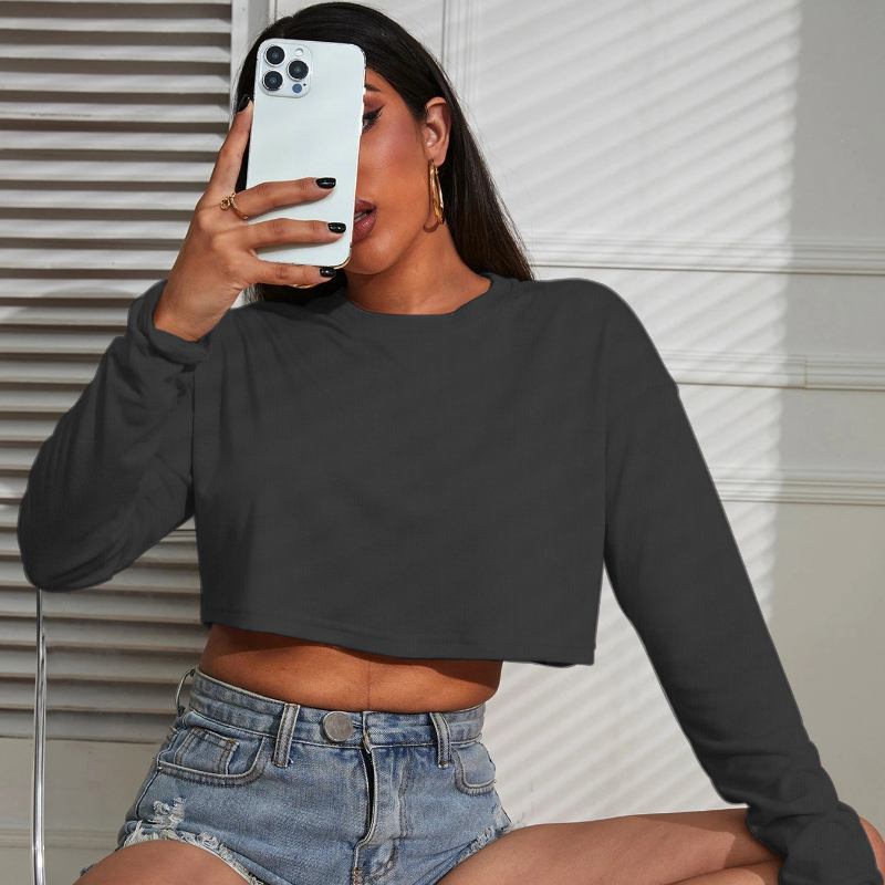 Women Crop Top T-Shirts Solid  - огляд і ціна Fashion Street Yoga