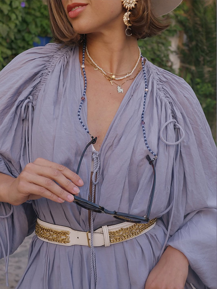 Chic Lace-Up Women's Shirt V-N - огляд і ціна Street Fashion Necklace