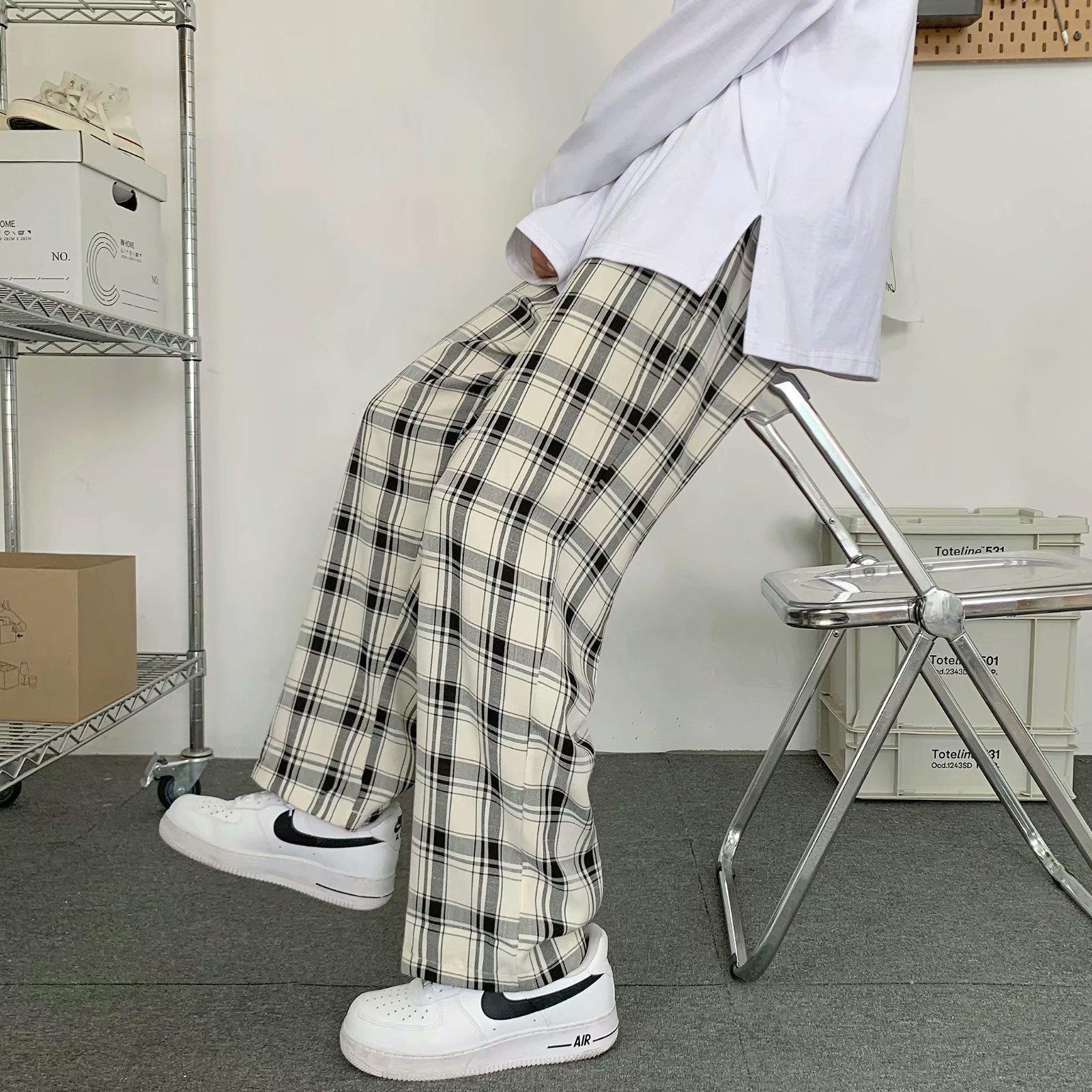 Men Plaid Pants Korean Style L - огляд і ціна Cargo Pant Wide