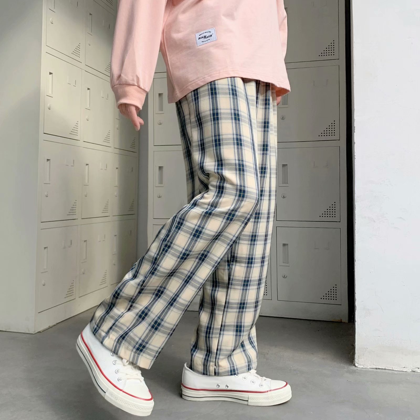 Men Plaid Pants Korean Style L - огляд і ціна Cargo Pant Wide